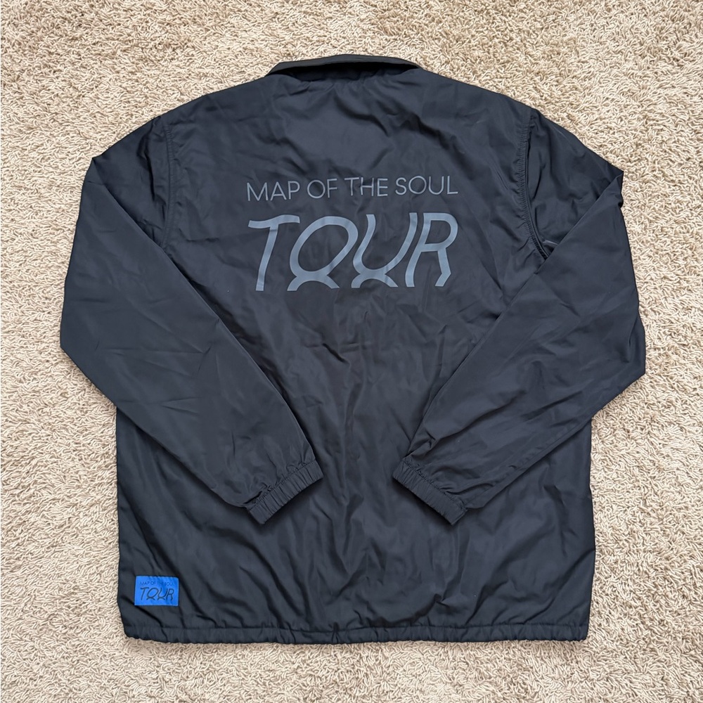 BTS Map Of The Soul Tour Coach Jacket Womens Size F Black Snap Up K-Pop Merch